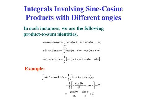 integrating sine and cosine products|6.3: Trigonometric Integrals .